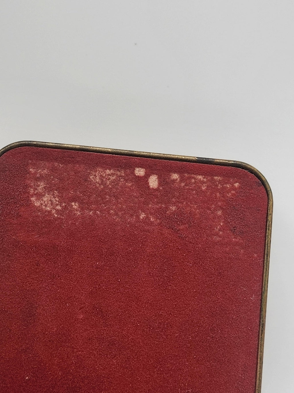 Vintage Gold Tone Metal Pocket Note Pad Case Red Velvet Lined Wallet Holder