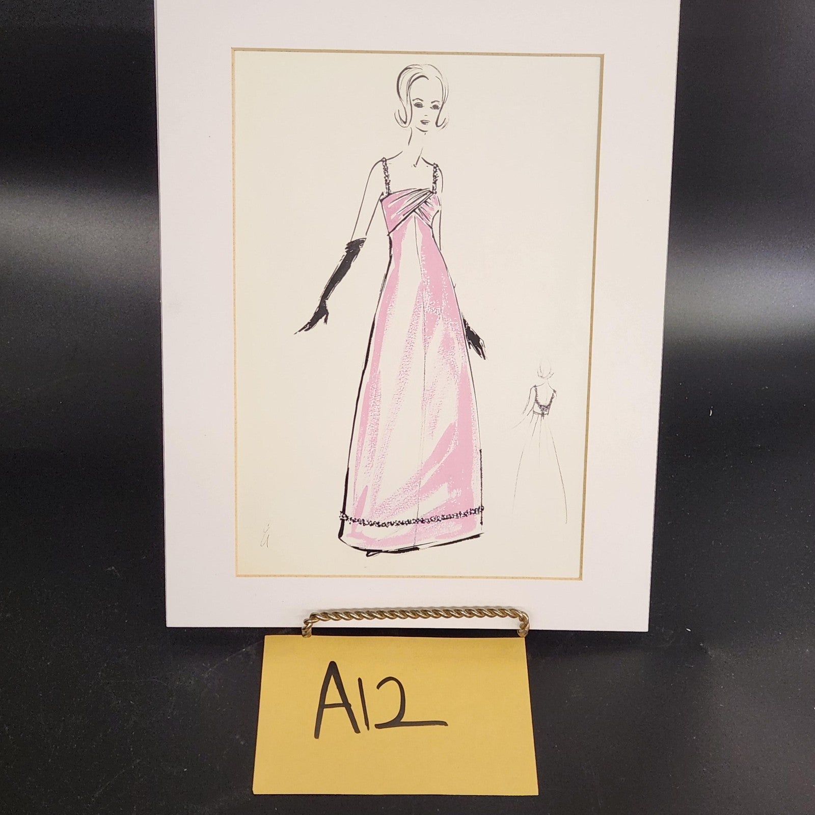 Fashion Lady Pink Evening Gown Illustration 11x14 Matted Print Signed Art