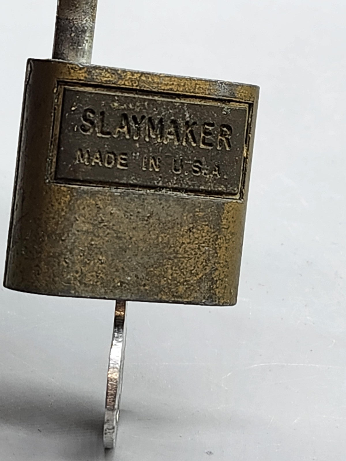 Vintage Slaymaker Cylinder Padlock Brass Lock Key USA Rustic Hardware Decor