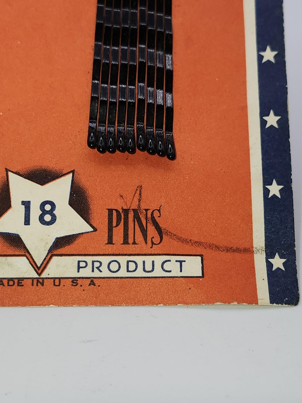 Vintage Betsy Ross Rubber Tipped Bob Pins Card 18 Black Hair Clips USA