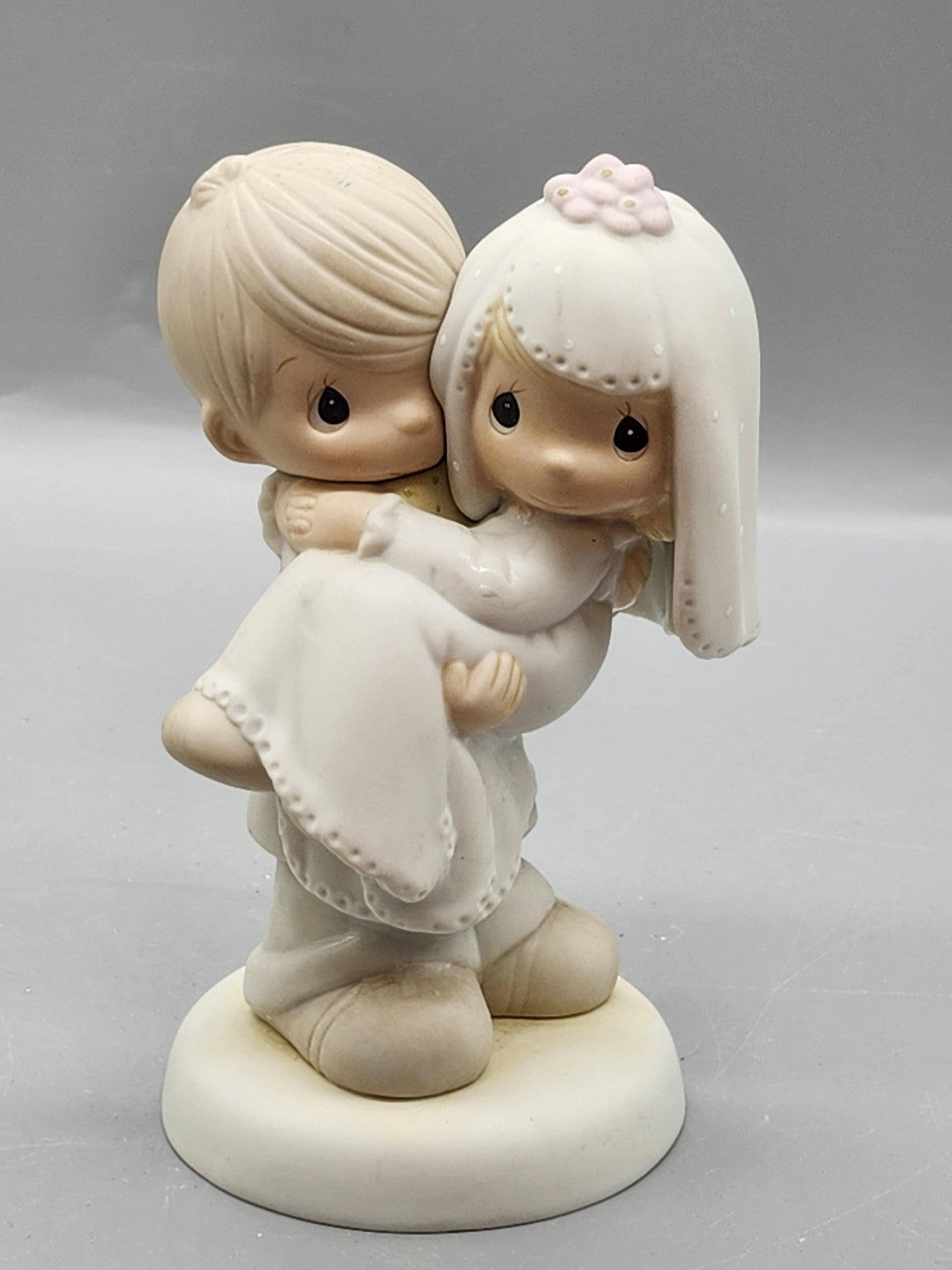 Vintage Precious Moments Bless You Two Wedding Couple Figurine Small White Decor