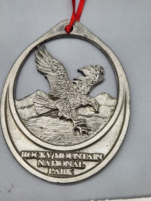 2001 Michael Ricker Rocky Mountain National Park Eagle Pewter Ornament w/ COA