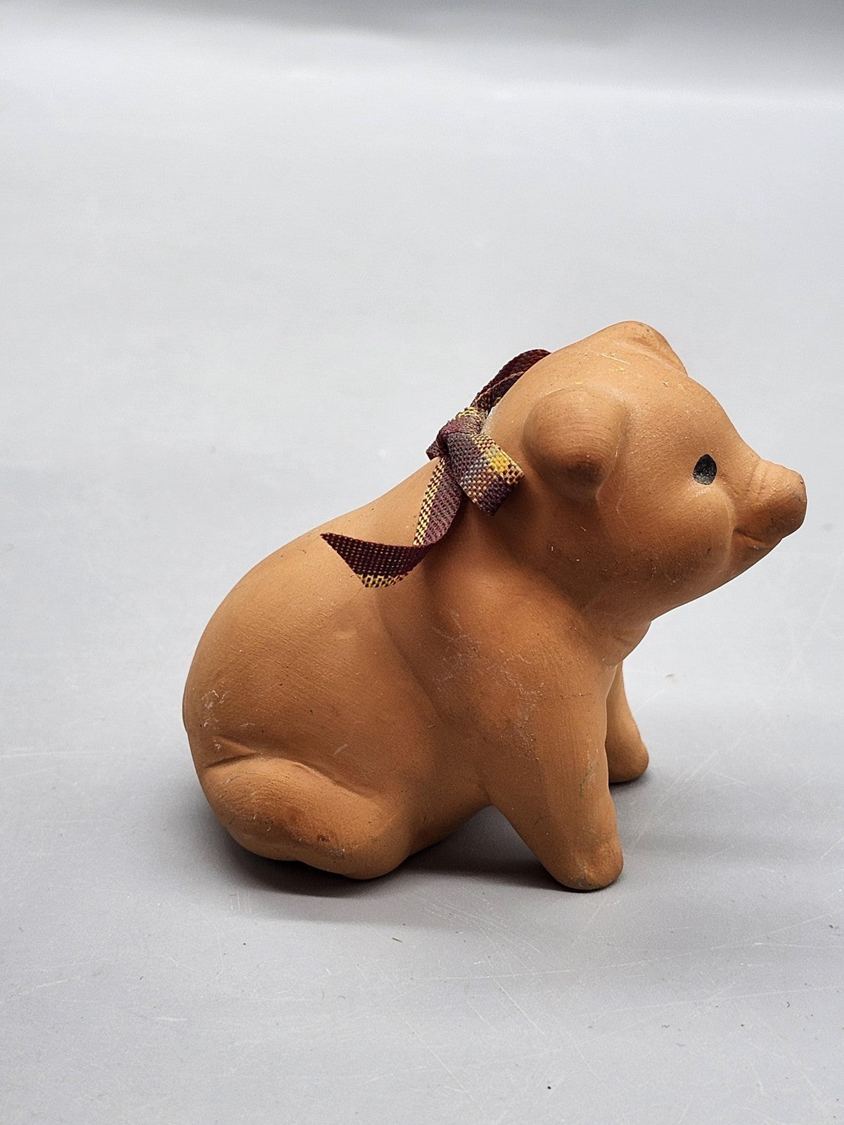 Vintage 1987 Applause Pig Figurine Small Brown Terra Cotta Autumn Festival Decor