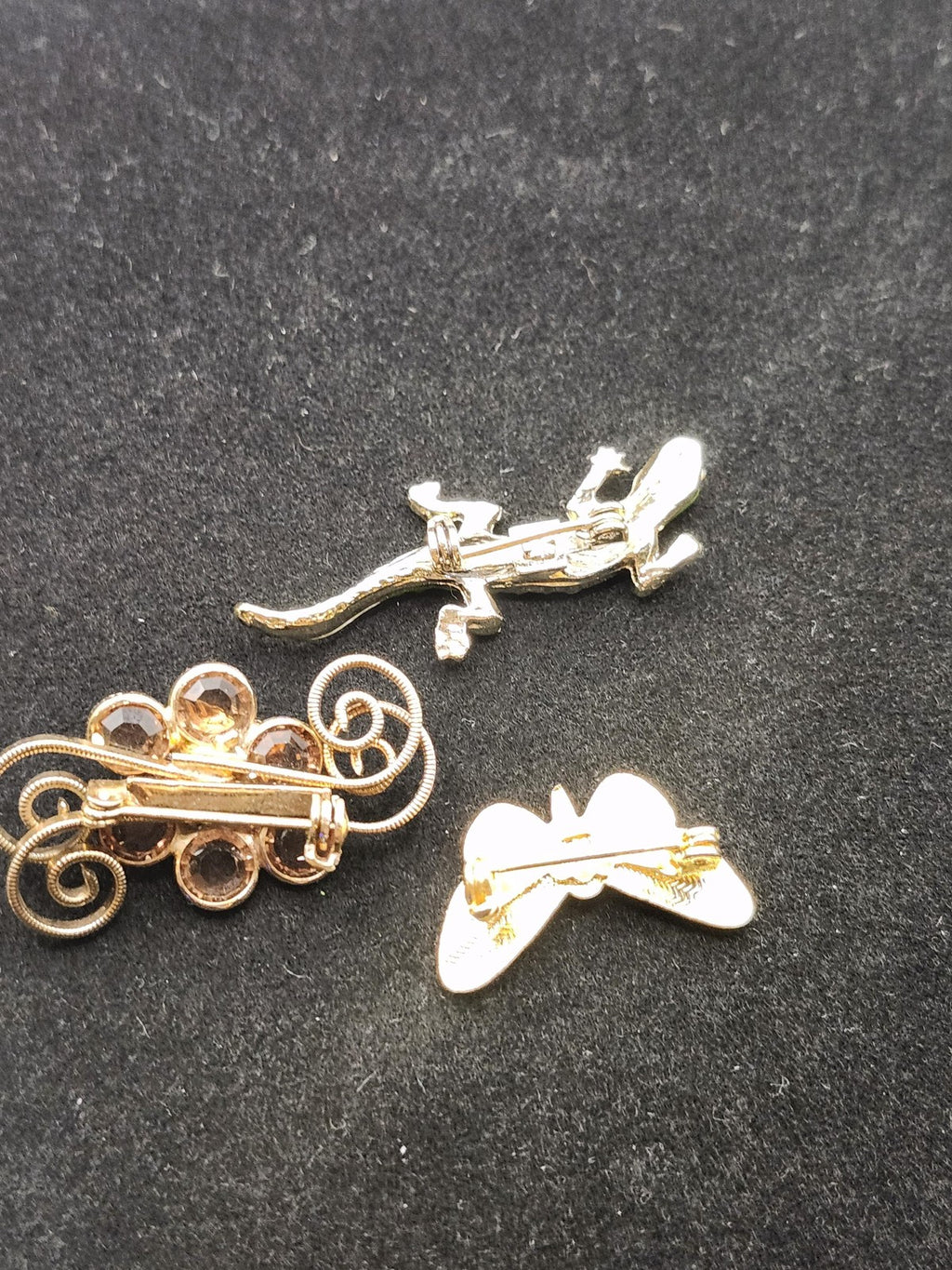 Lizard Butterfly Flower Brooch Pin Lot Enamel Rhinestone Costume Jewelry Set