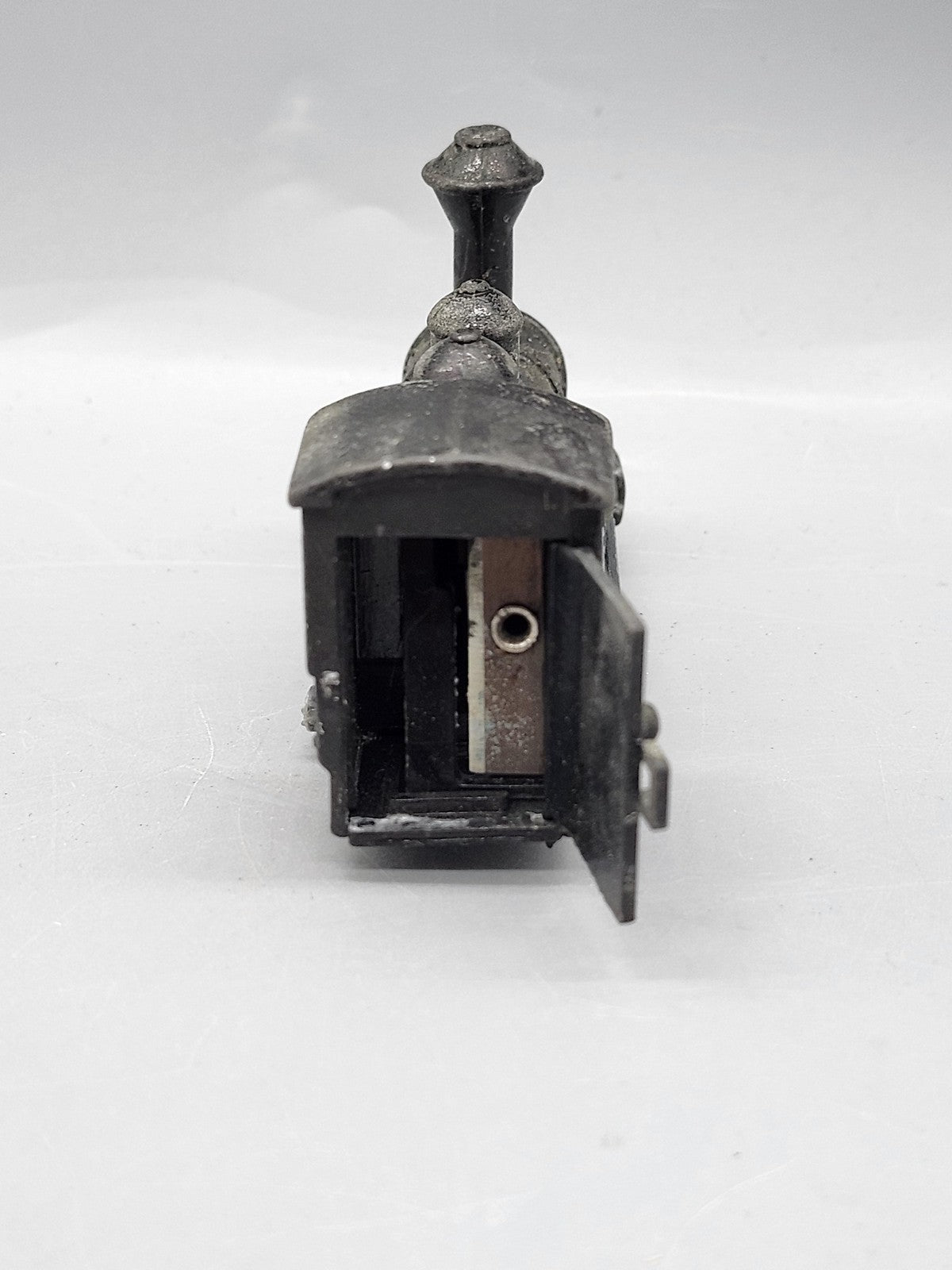 Vintage Steel Train Locomotive Pencil Sharpener Small Silver Tone Desktop Decor
