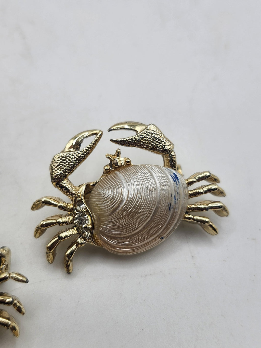 Crab Fish Bar Brooch Pin Lot Gold Silver Tone Faux Pearl Costume Jewelry Set