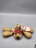 Pound Puppies Brown Christmas Reindeer Dog Plush Stuffed Animal Small Bow Cute