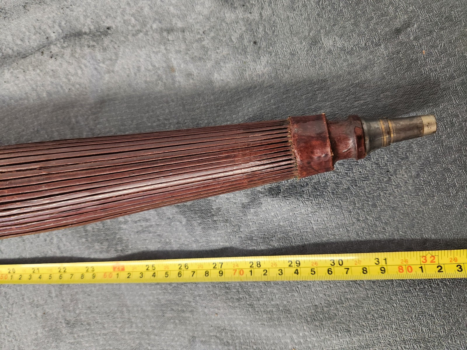 Vintage Japanese Paper Parasol Umbrella Hand Painted Mt Fuji Bamboo Wagasa 32”