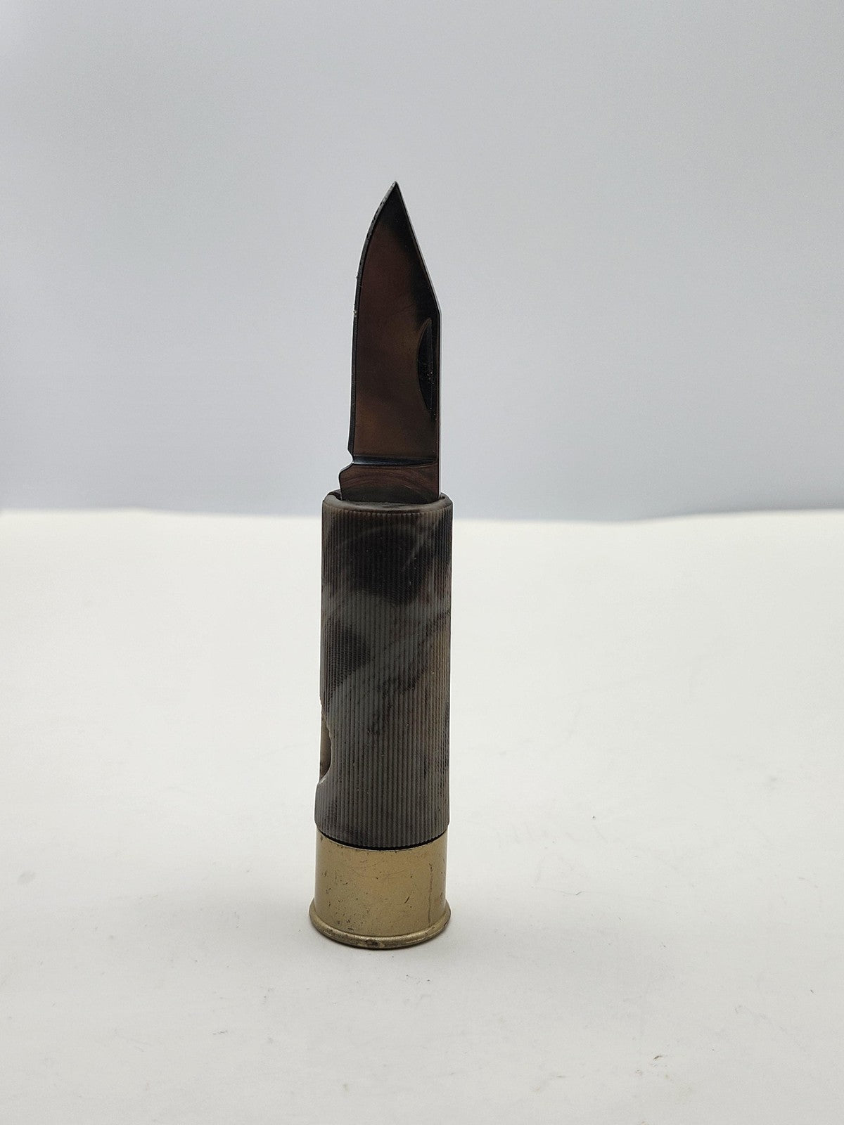 Shotgun Shell Pocketknife Folding 1 Blade Drop Point Brown Plastic 12 GA EDC