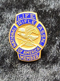 National Rifle Assn Life Member Lapel Pin Blue Gold Tone Enamel Eagle Badge