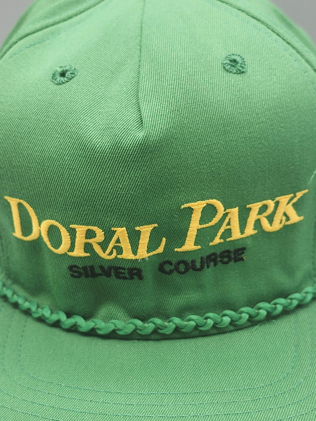 Vintage New Era Doral Park Hat Cap Snap Back Mens Large Green Golf 80s 90s