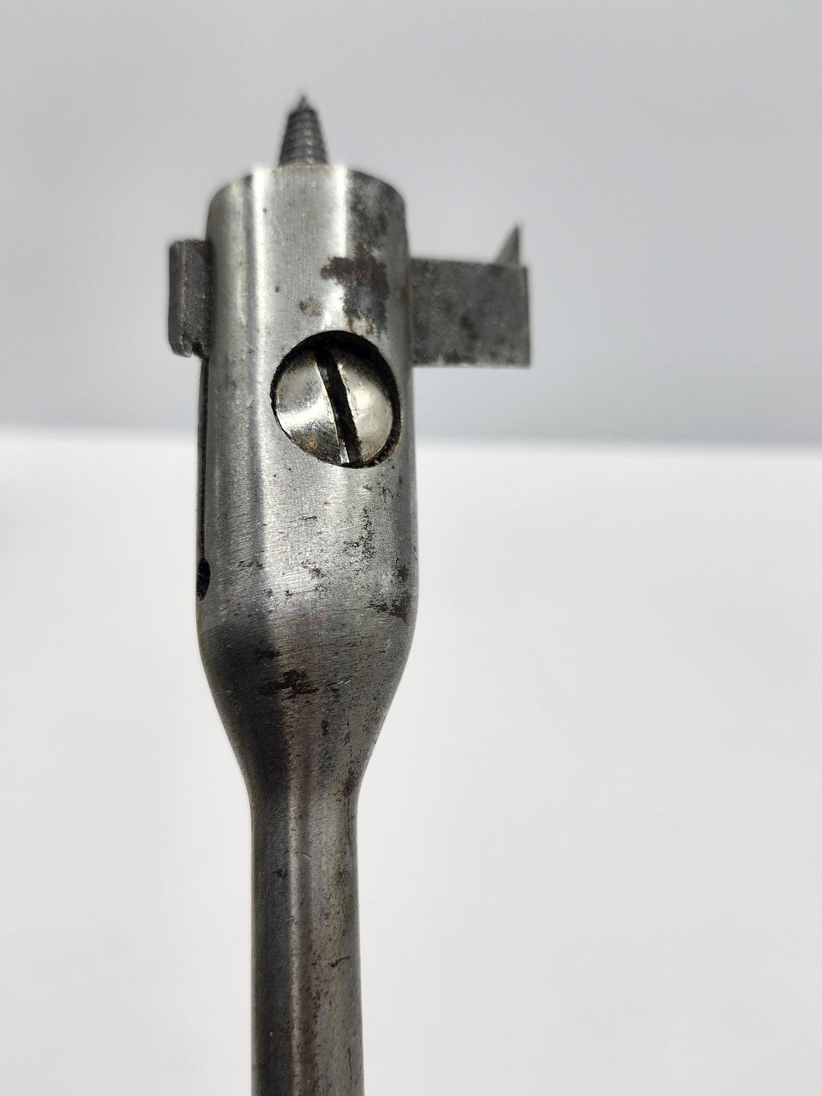 Vintage Adjustable Silver Steel Drill Bit Wood Boring Cutting Hand Tool Workshop
