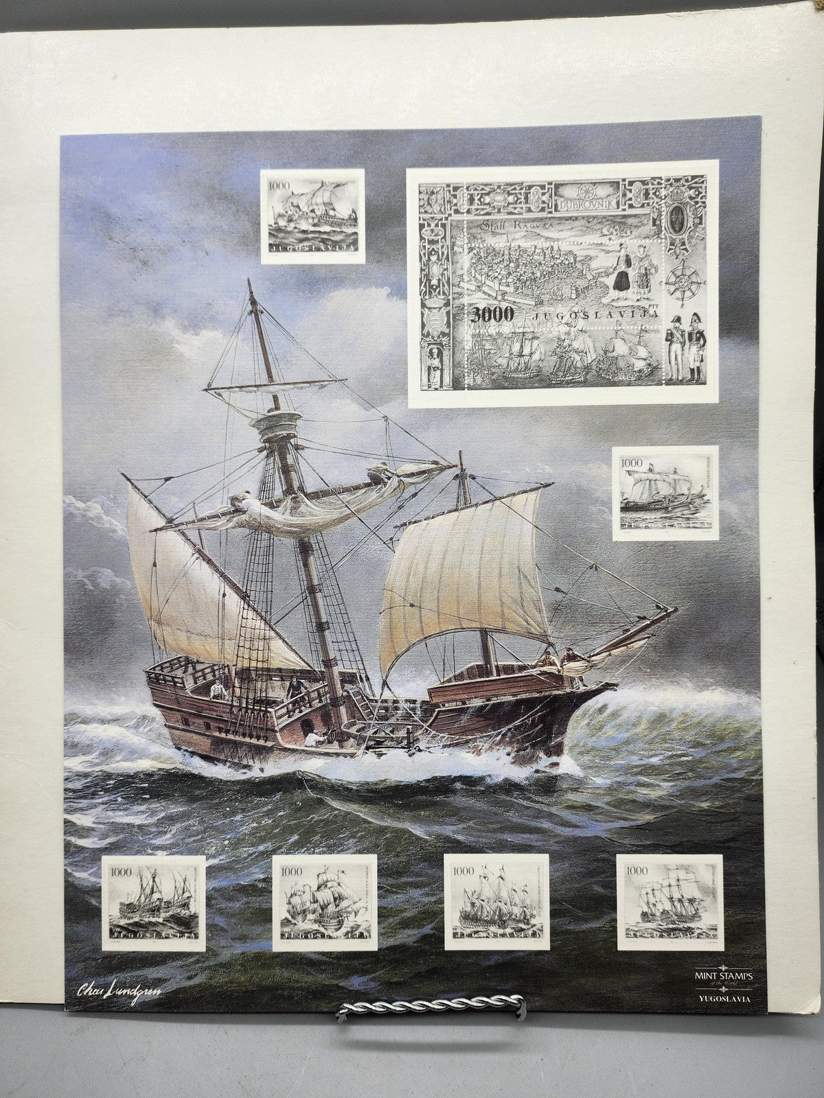 Mint Stamps Yugoslavia Sailing Ships 1989 MNH Multicolor Souvenir Sheet Panel