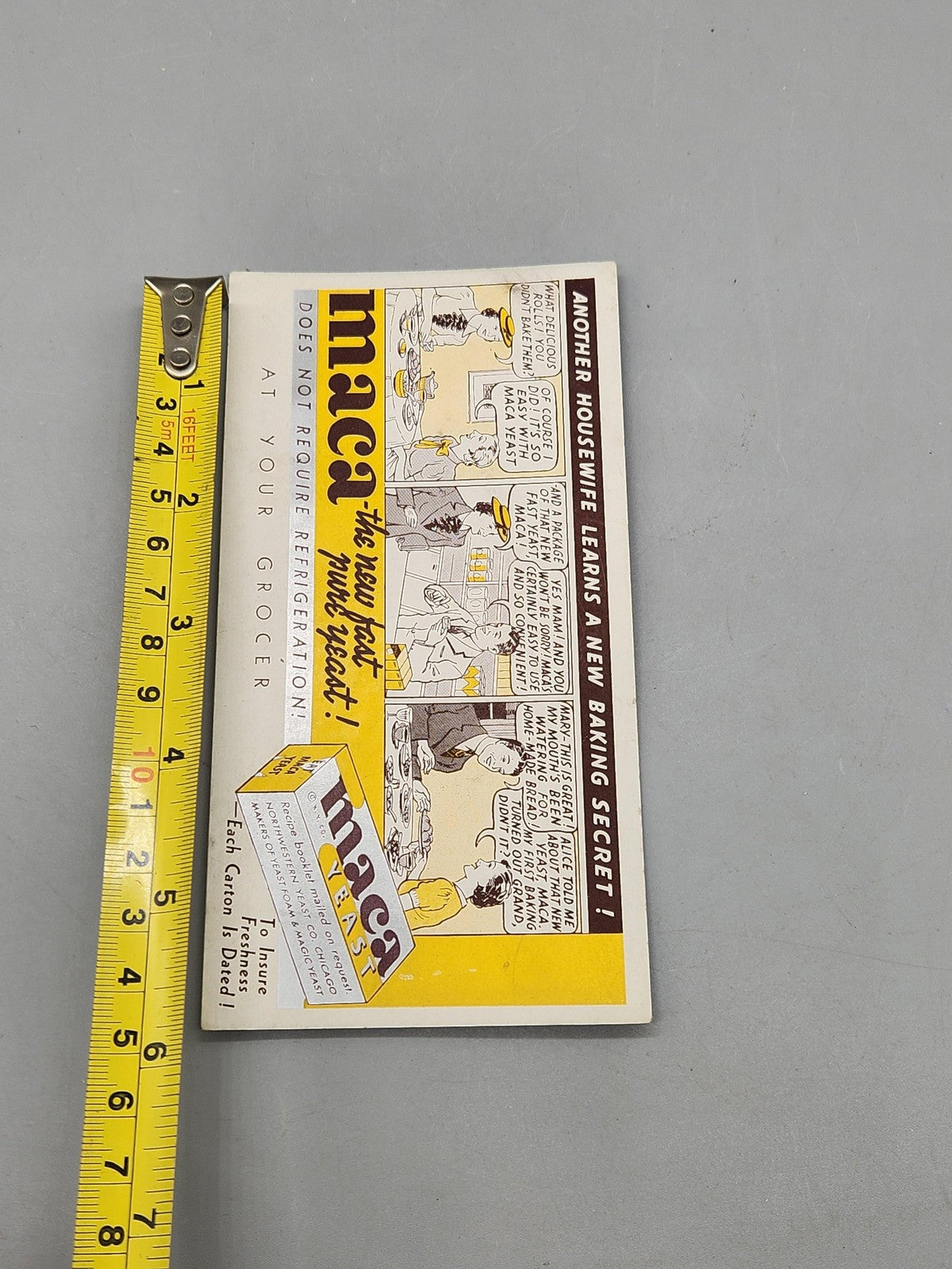 Vintage Maca Yeast Advertising Sign Yellow Comic Bakery Baking Kitchen Decor