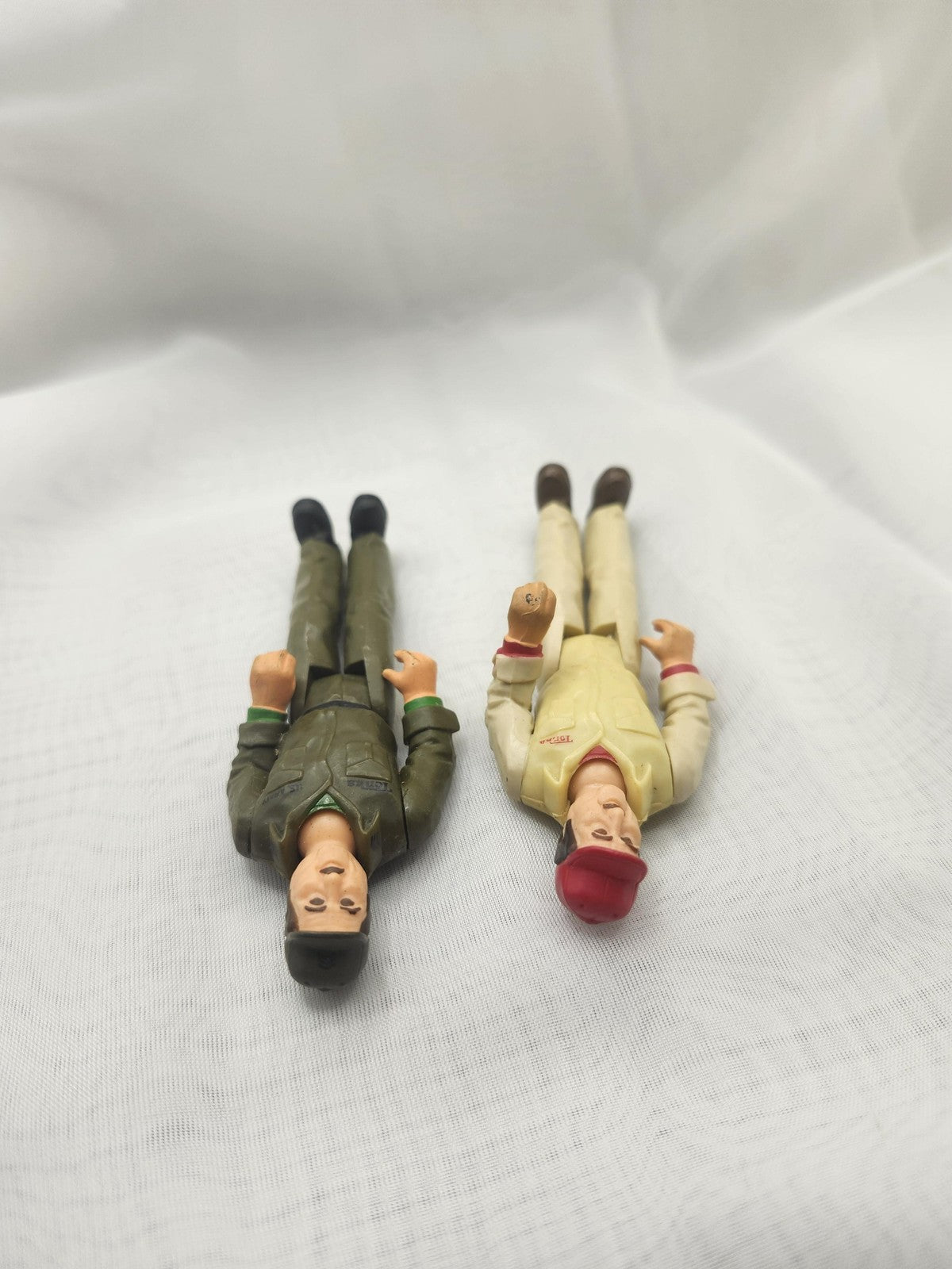 Vintage Army Soldier Driver Action Figure Lot 2 Plastic Toy Loose Green Tan