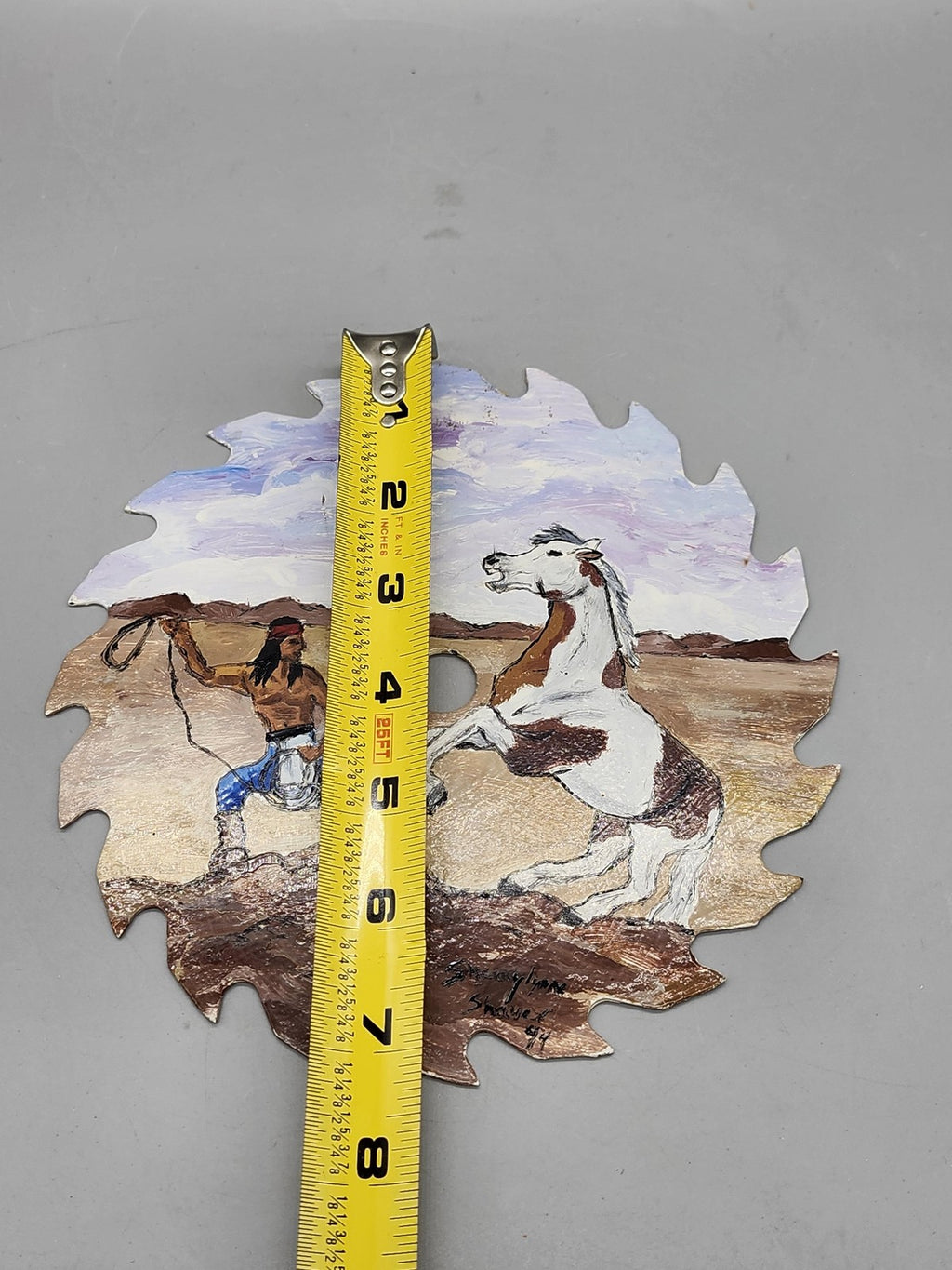 Vintage Sherry Shaver Horse Original Saw Blade Folk Art OOAK Painting Small