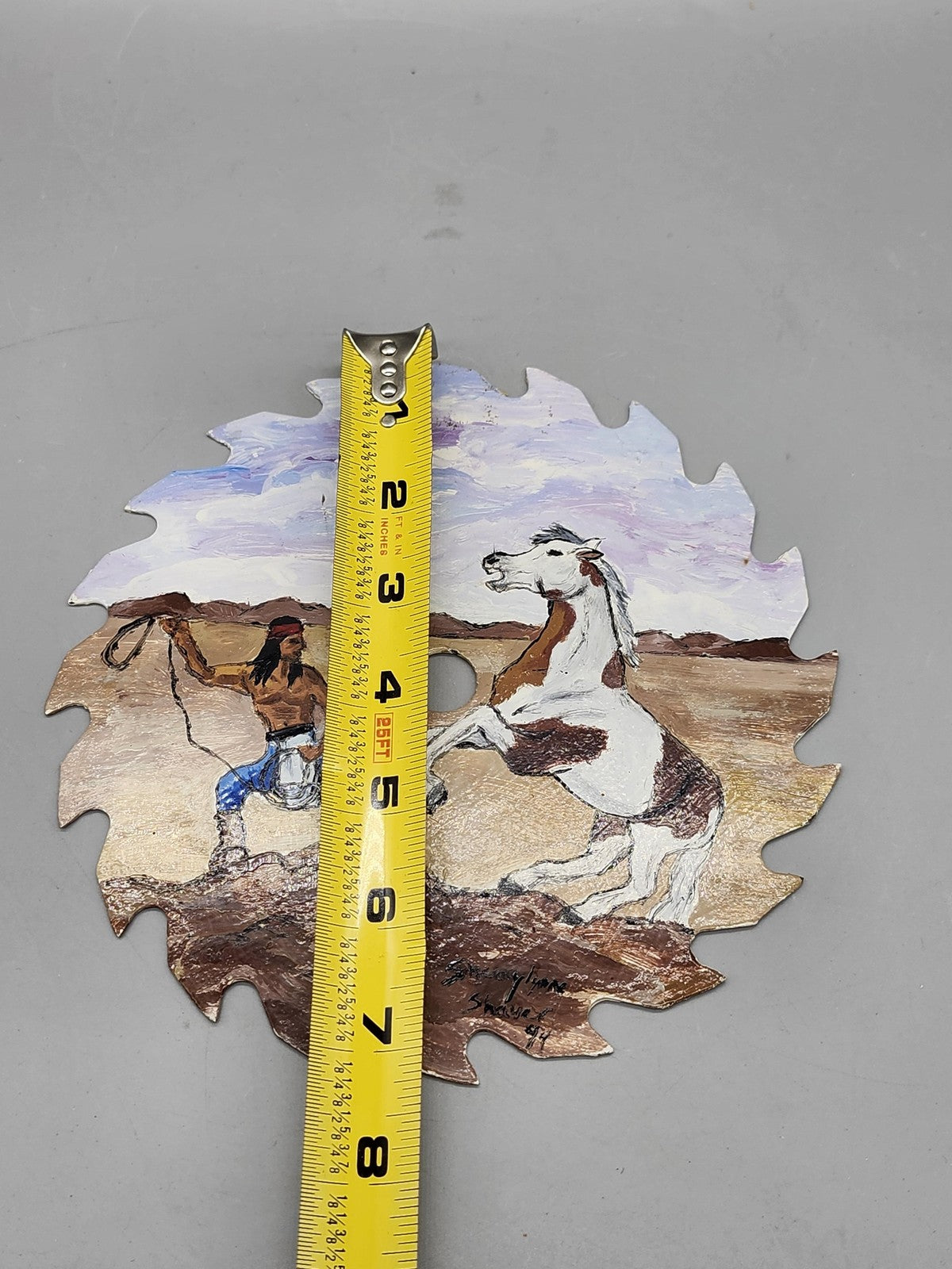 Vintage Sherry Shaver Horse Original Saw Blade Folk Art OOAK Painting Small