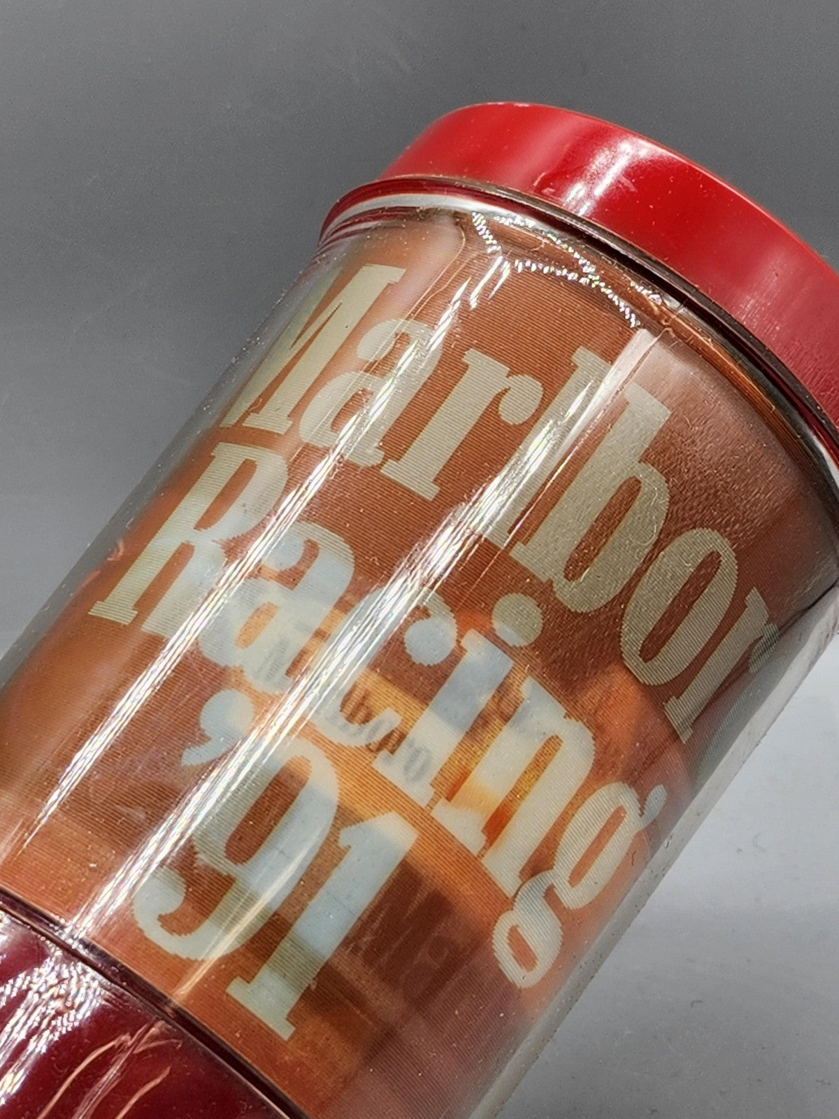 Vintage Marlboro Racing 91 Plastic Mug Red Clear Tobacco Advertising Decor