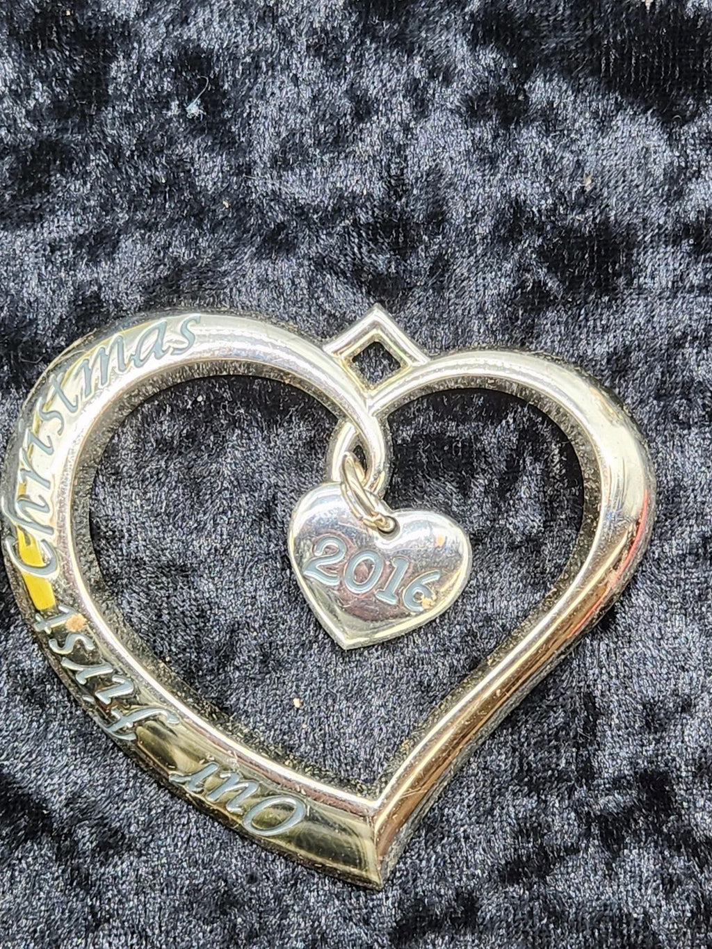 Our First Christmas 2016 Heart Bauble Small Silver Metal Hanging Ornament Decor
