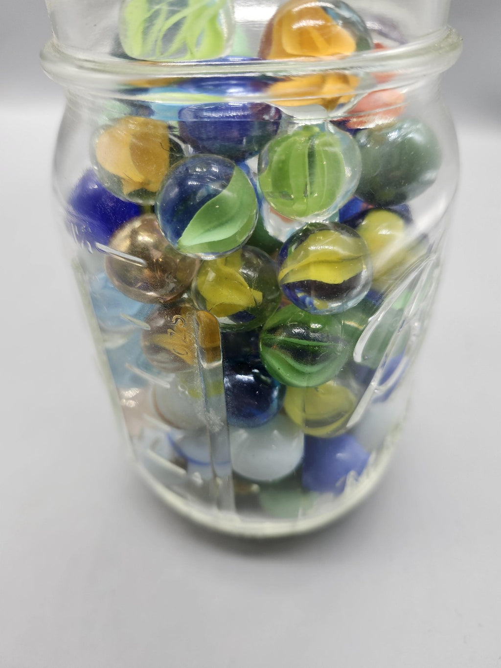 Ball Mason Jar Cat's Eye Glass Marbles Lot Assorted Colors Machine Made