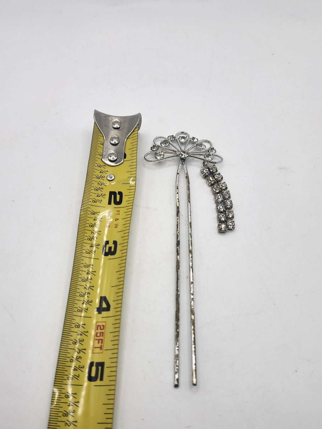 Rhinestone Hair Pin Womens One Size Silver Dangle Formal Wedding Party Bridal