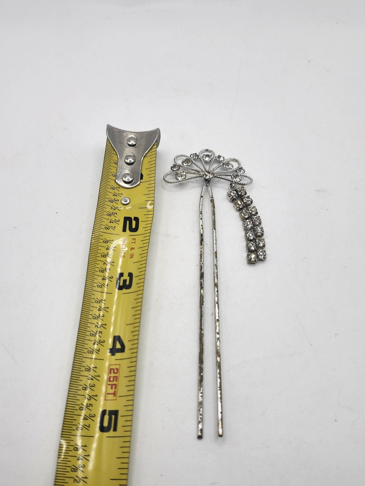 Rhinestone Hair Pin Womens One Size Silver Dangle Formal Wedding Party Bridal