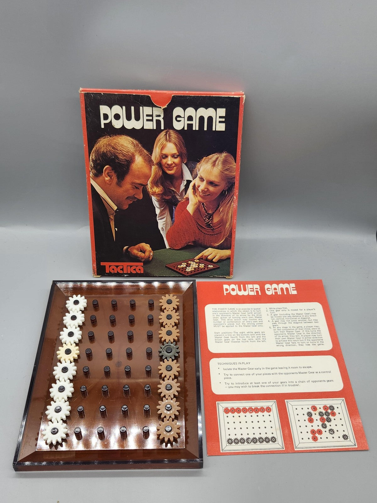 Vintage 1975 Tactica Power Game Strategy Board Game Gears Toy Retro Tabletop