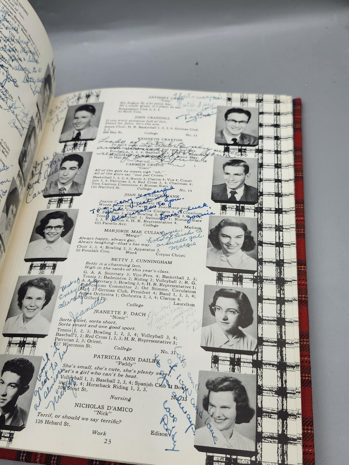 Vintage 1950 Orient Yearbook East High Marion Joyce Red HC USA Rochester NY