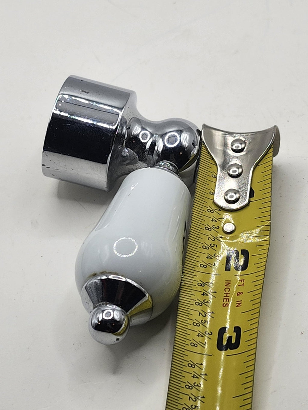 Porcelain Chrome Bathroom Fixture Handles Pair Small White Hot Cold Knobs Set