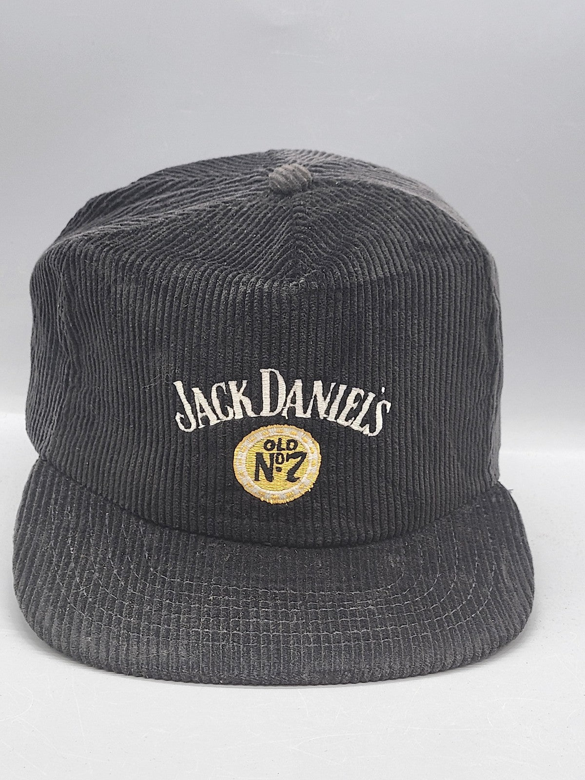 Vintage New Era Jack Daniels Hat Cap Snap Back Mens One Size Black Corduroy 80s