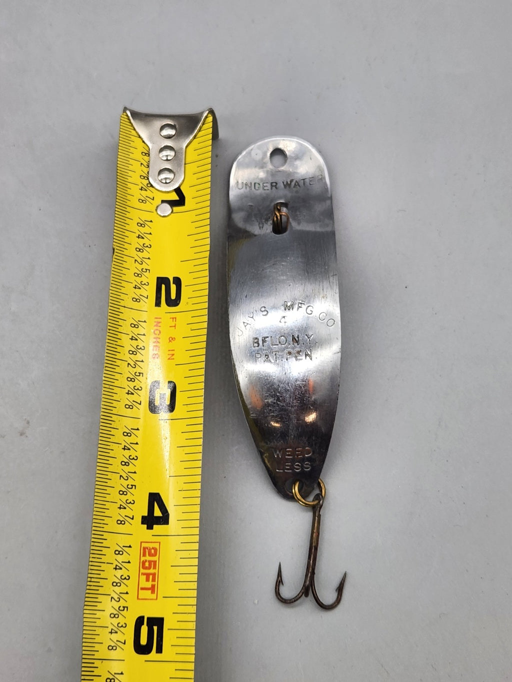 Vintage J.A.Y.S MFG Co Buffalo NY Weedless Under Water Fishing Spoon Lure 4"...