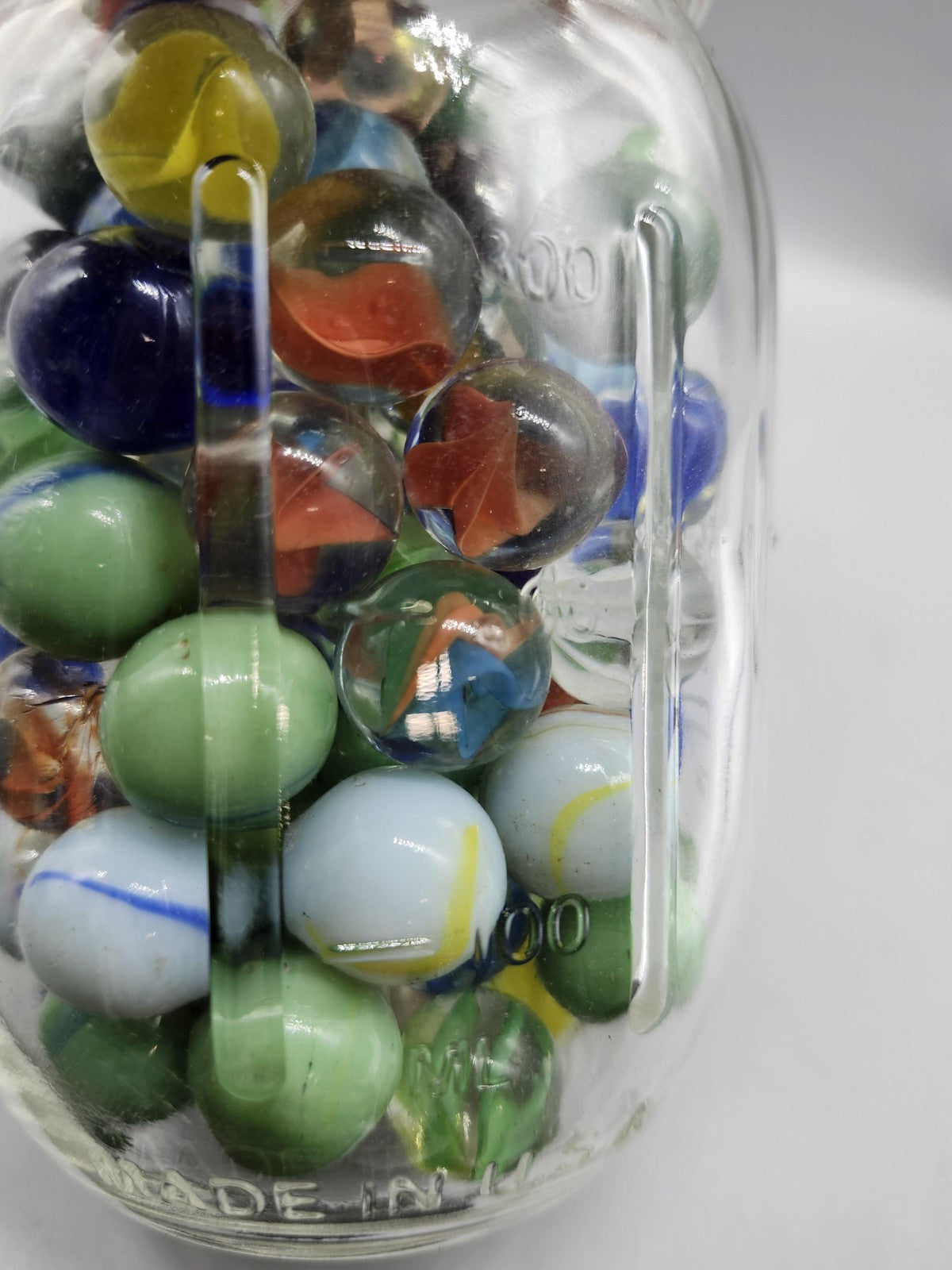Ball Mason Jar Cat's Eye Glass Marbles Lot Assorted Colors Machine Made