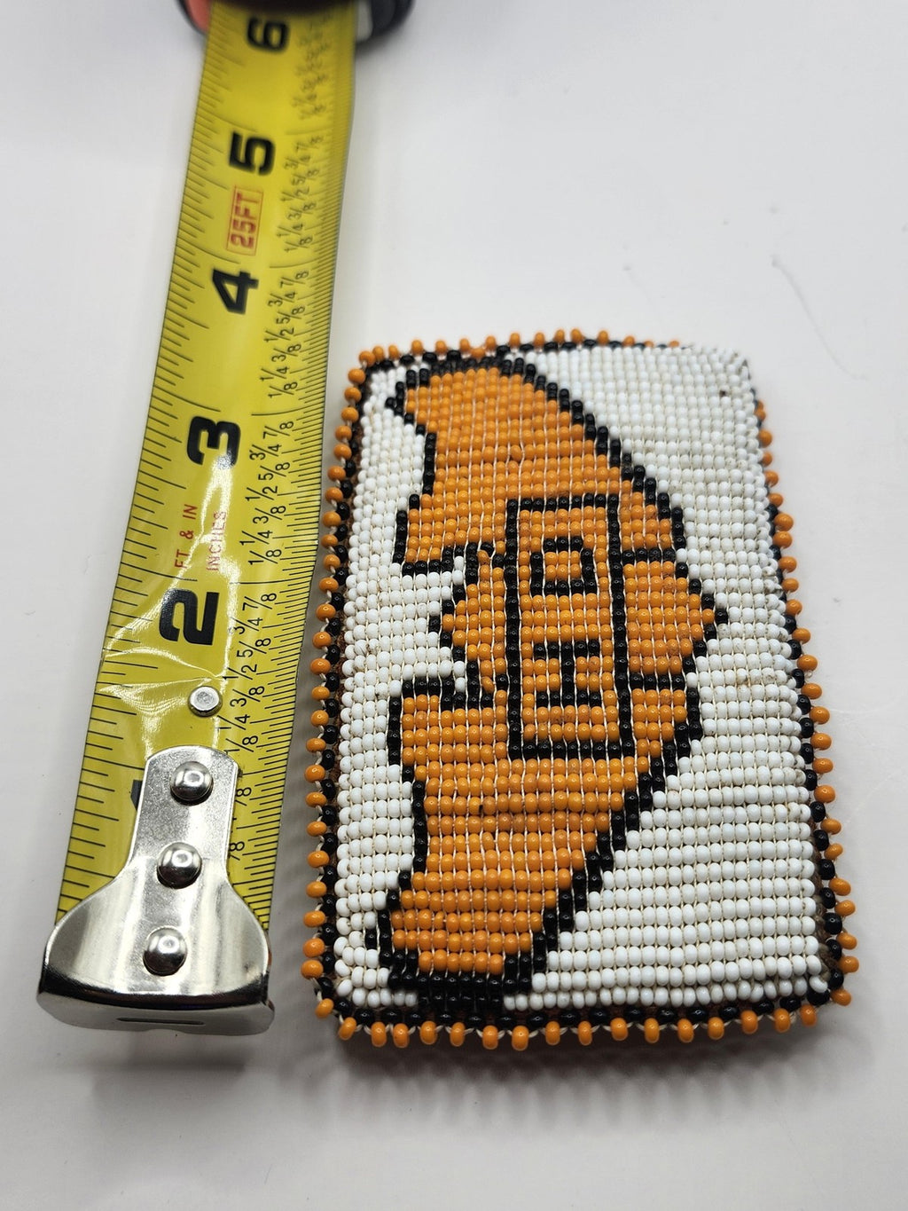 Harley Davidson Beaded Belt Buckle Mens Orange White Leather Western HD Logo
