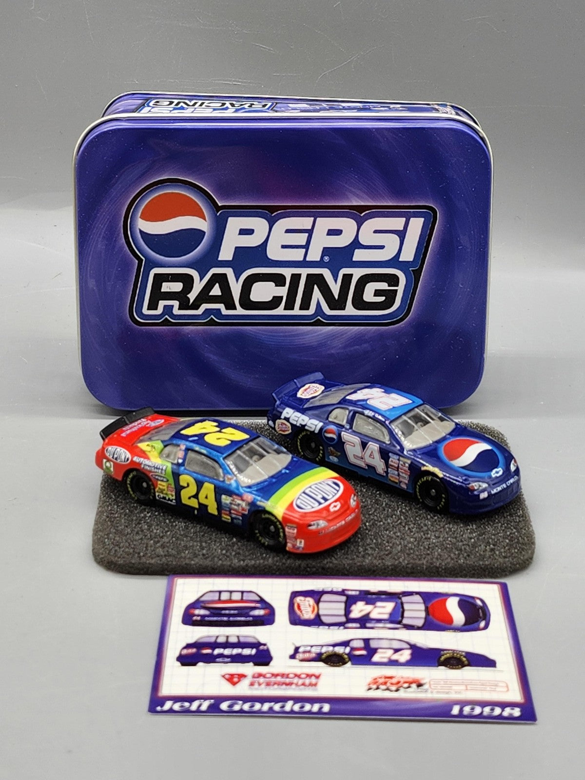 Vintage Jeff Gordon Pepsi Racing 1:64 Diecast Car Lot 2pc Action Tin Chevy Blue