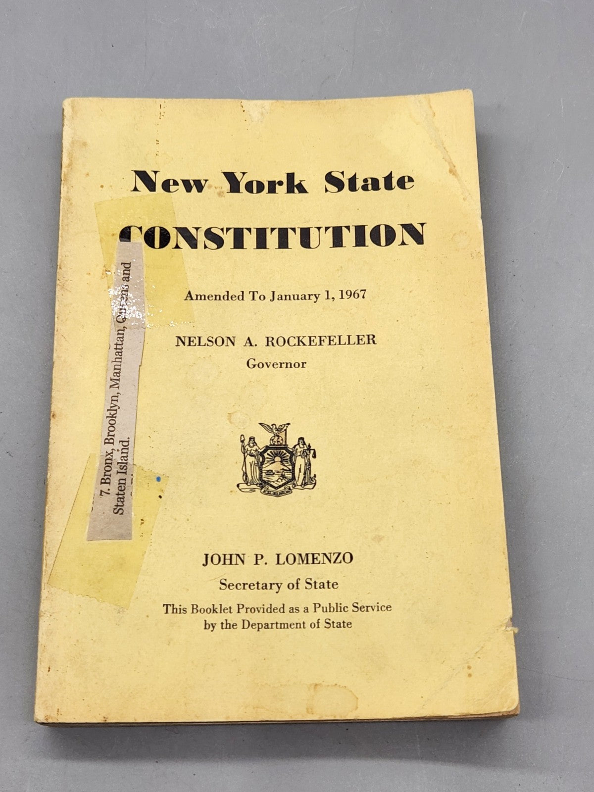 1967 New York State Constitution Book Nelson Rockefeller Vintage Government...