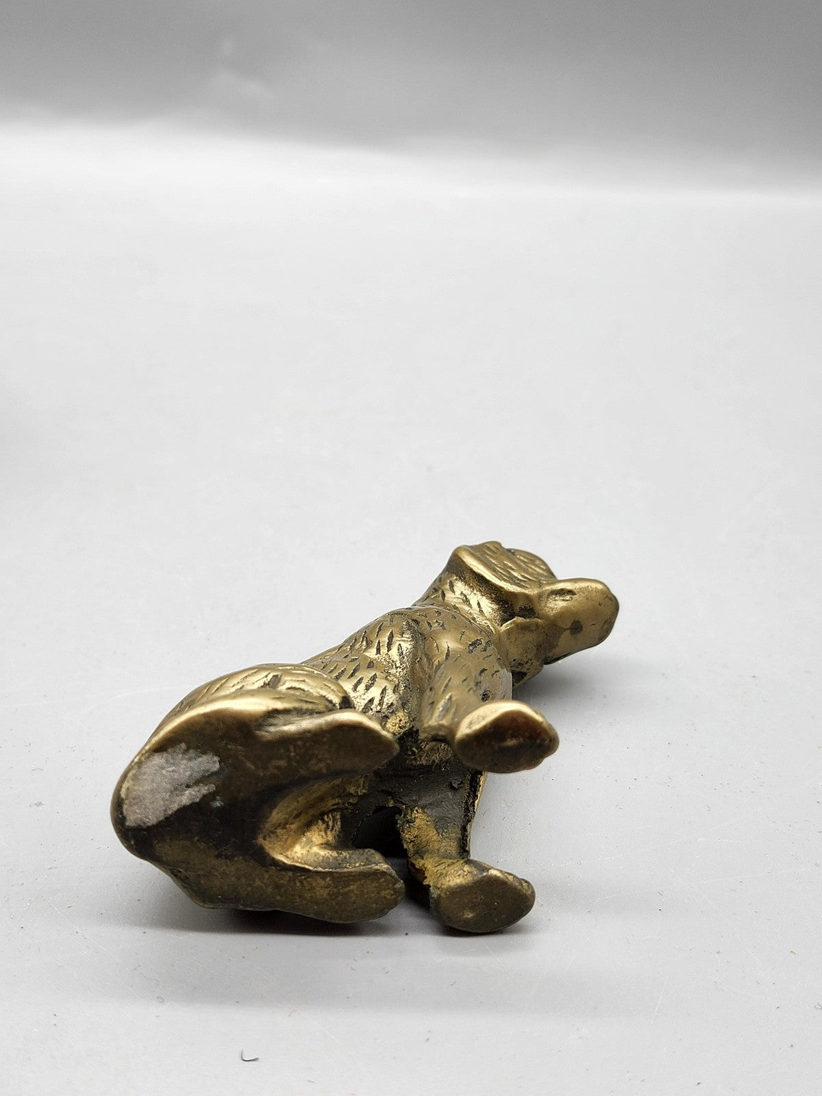Vintage Brass Dog Figurine Small Sitting Puppy Gold Tone Metal Canine Decor