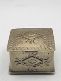 Small Silver Metal Trinket Box Southwestern Geometric Design Hinged Lid Decor