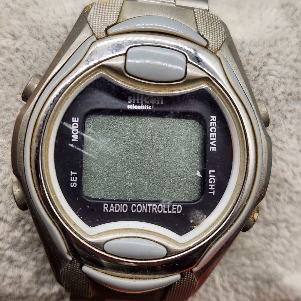 Silicon Scientific Radio Controlled Digital Watch Stainless Untested Parts...