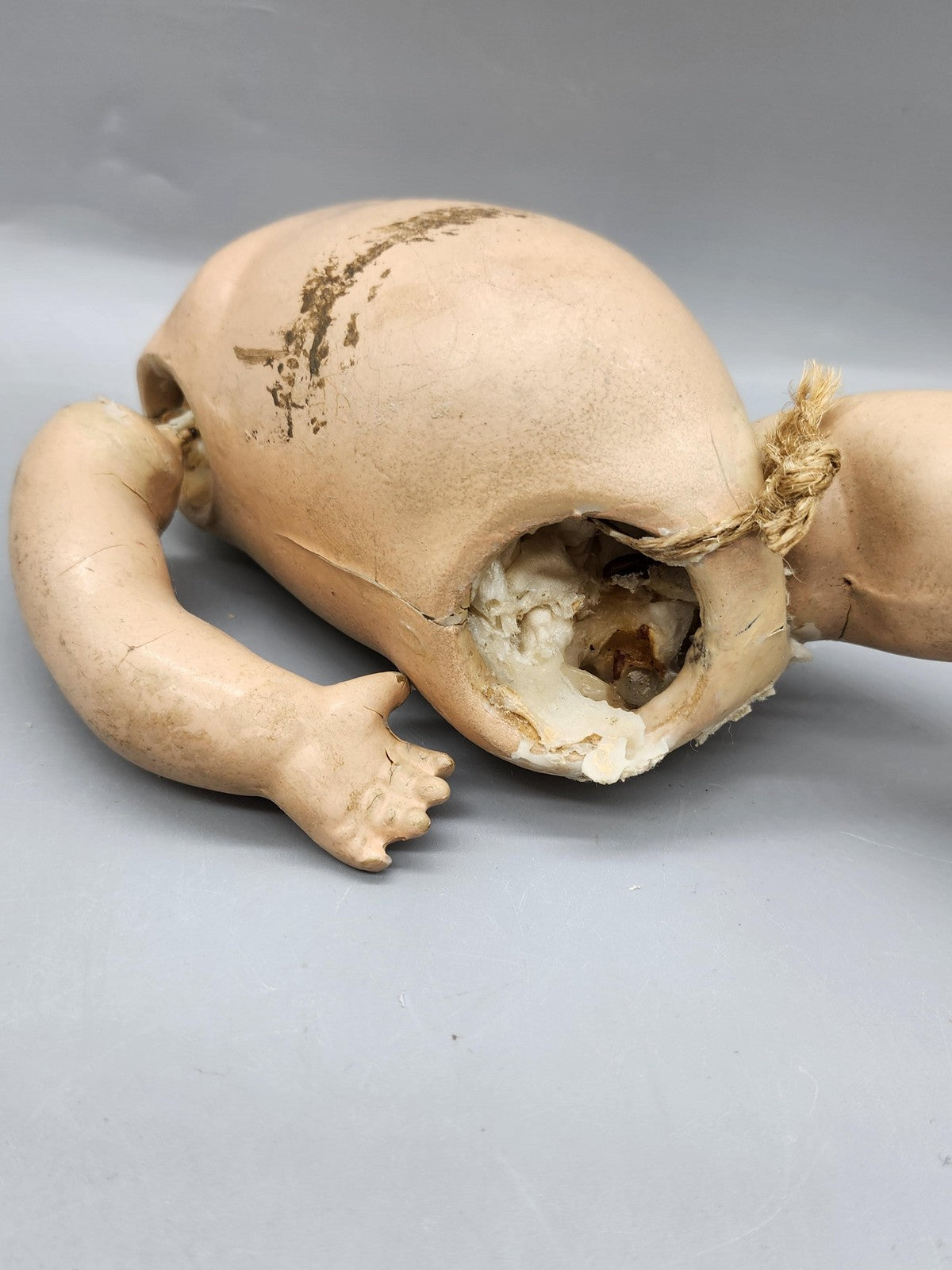 Vintage Composition Baby Doll Body 9 Inch Parts Repair Beige Cracked Damage