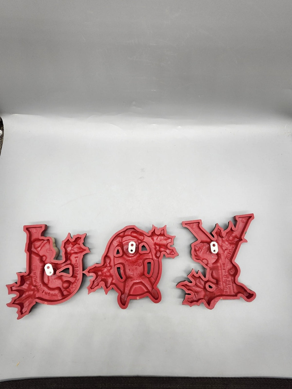 Homco JOY Teddy Bear Wall Plaque Set 3pc Red Green Plastic Christmas Decor