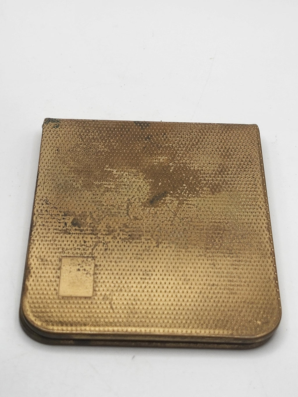Vintage Gold Tone Metal Pocket Note Pad Case Red Velvet Lined Wallet Holder