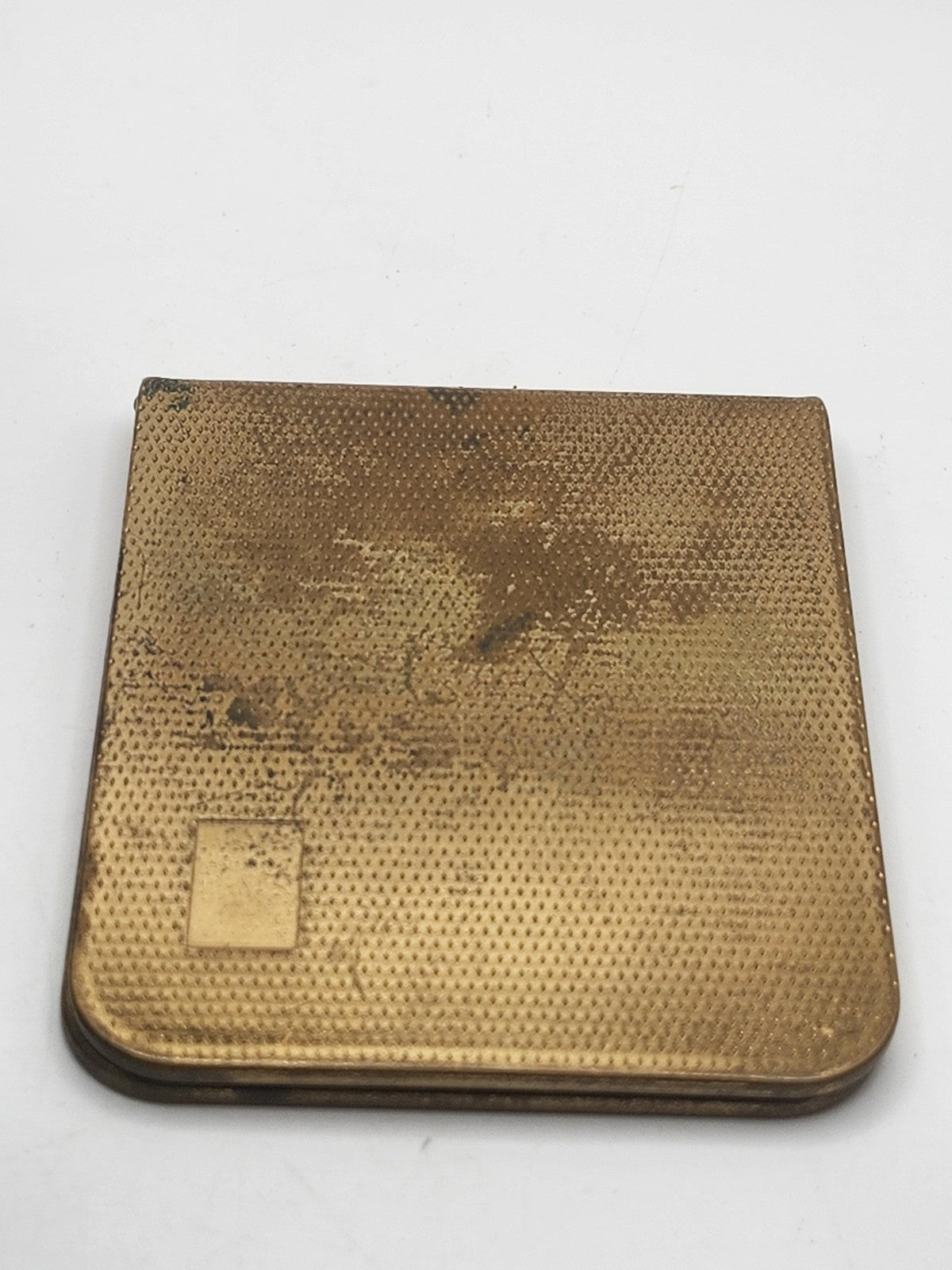 Vintage Gold Tone Metal Pocket Note Pad Case Red Velvet Lined Wallet Holder