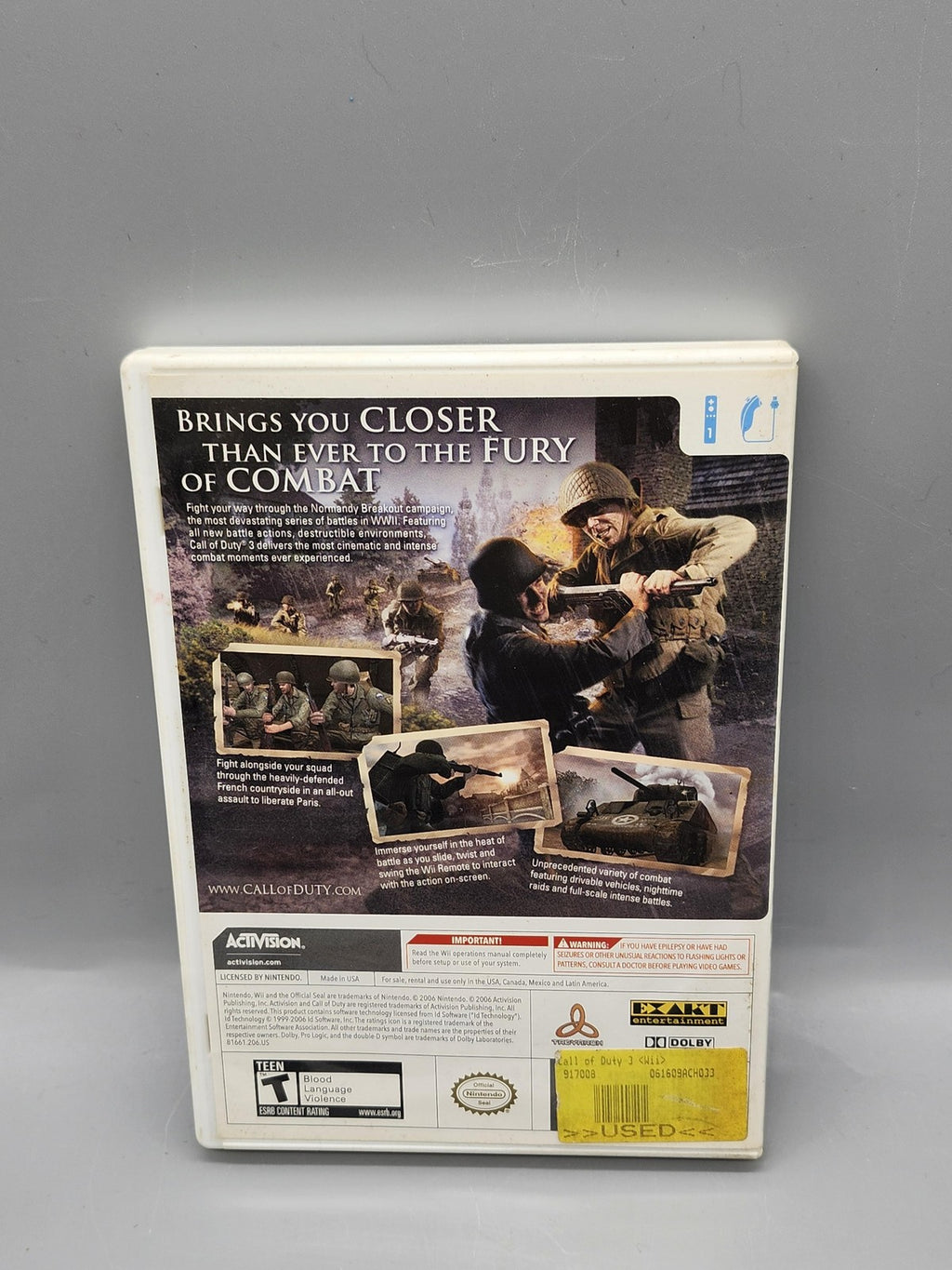 Call Of Duty 3 Nintendo Wii Game CIB Activision NTSC-U/C T Teen Shooter 2006