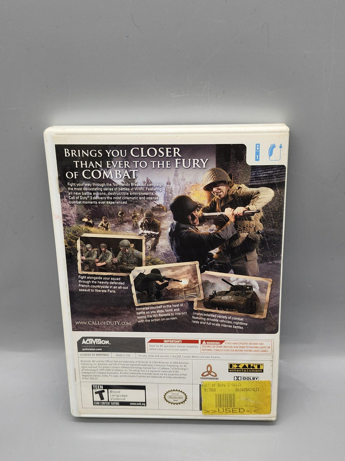 Call Of Duty 3 Nintendo Wii Game CIB Activision NTSC-U/C T Teen Shooter 2006