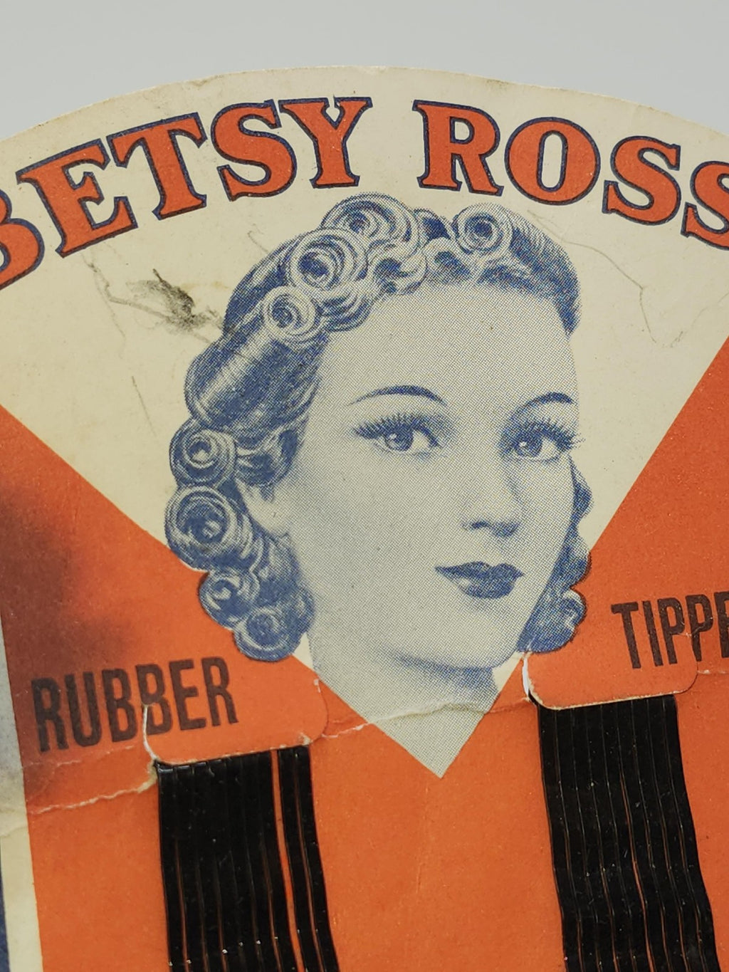 Vintage Betsy Ross Rubber Tipped Bob Pins Card 18 Black Hair Clips USA