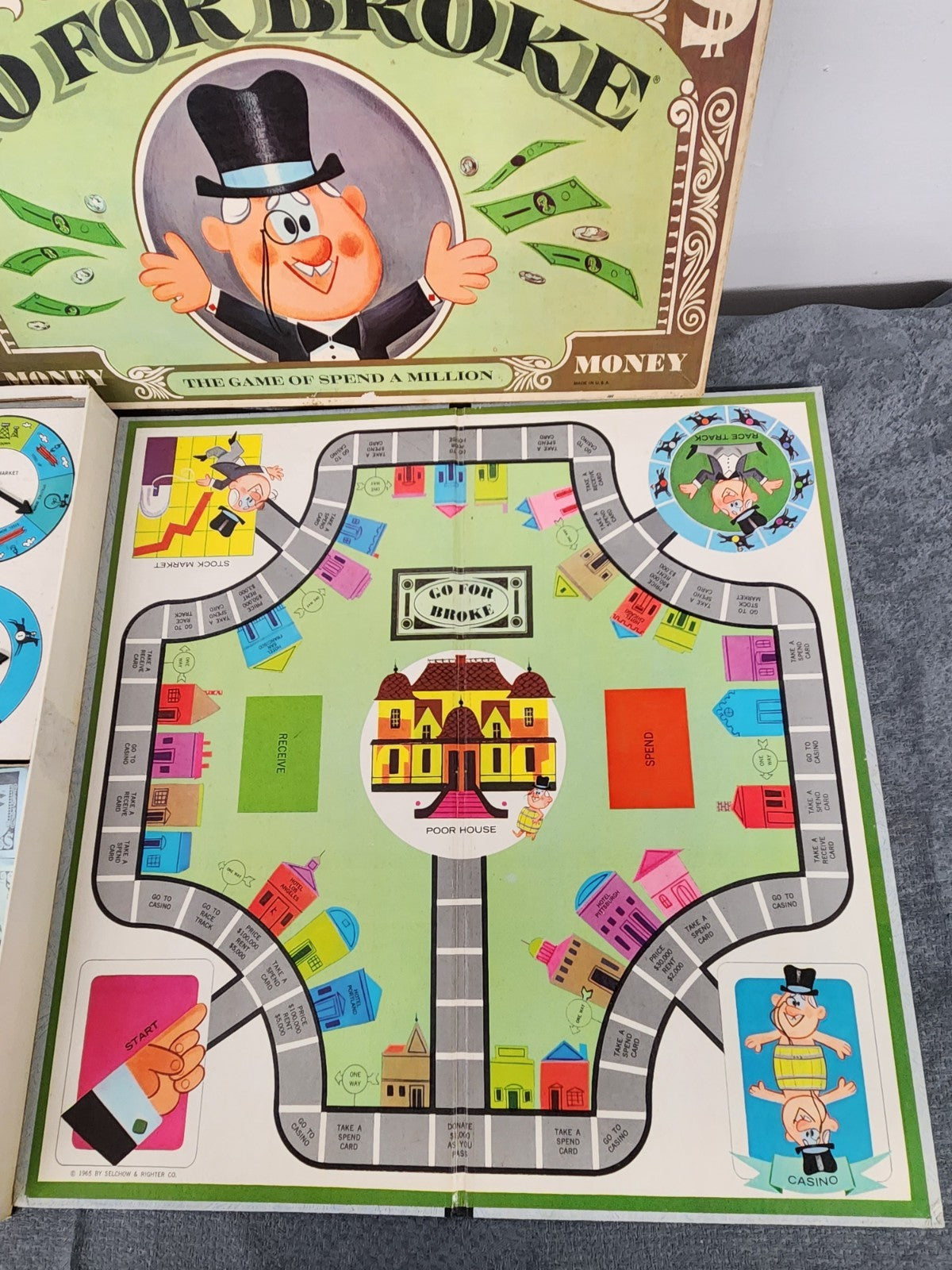 Vintage 1965 Go For Broke Board Game Selchow & Righter Complete? Retro Game