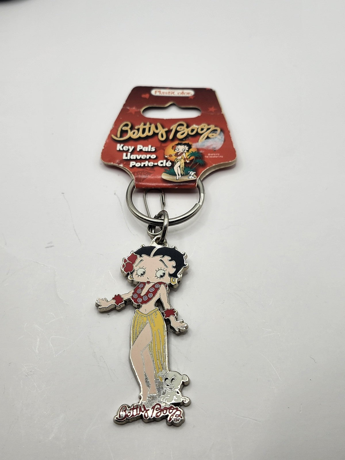 Vintage Betty Boop Pudgy Keychain Plasticolor 2003 Multicolor Metal Key Pals