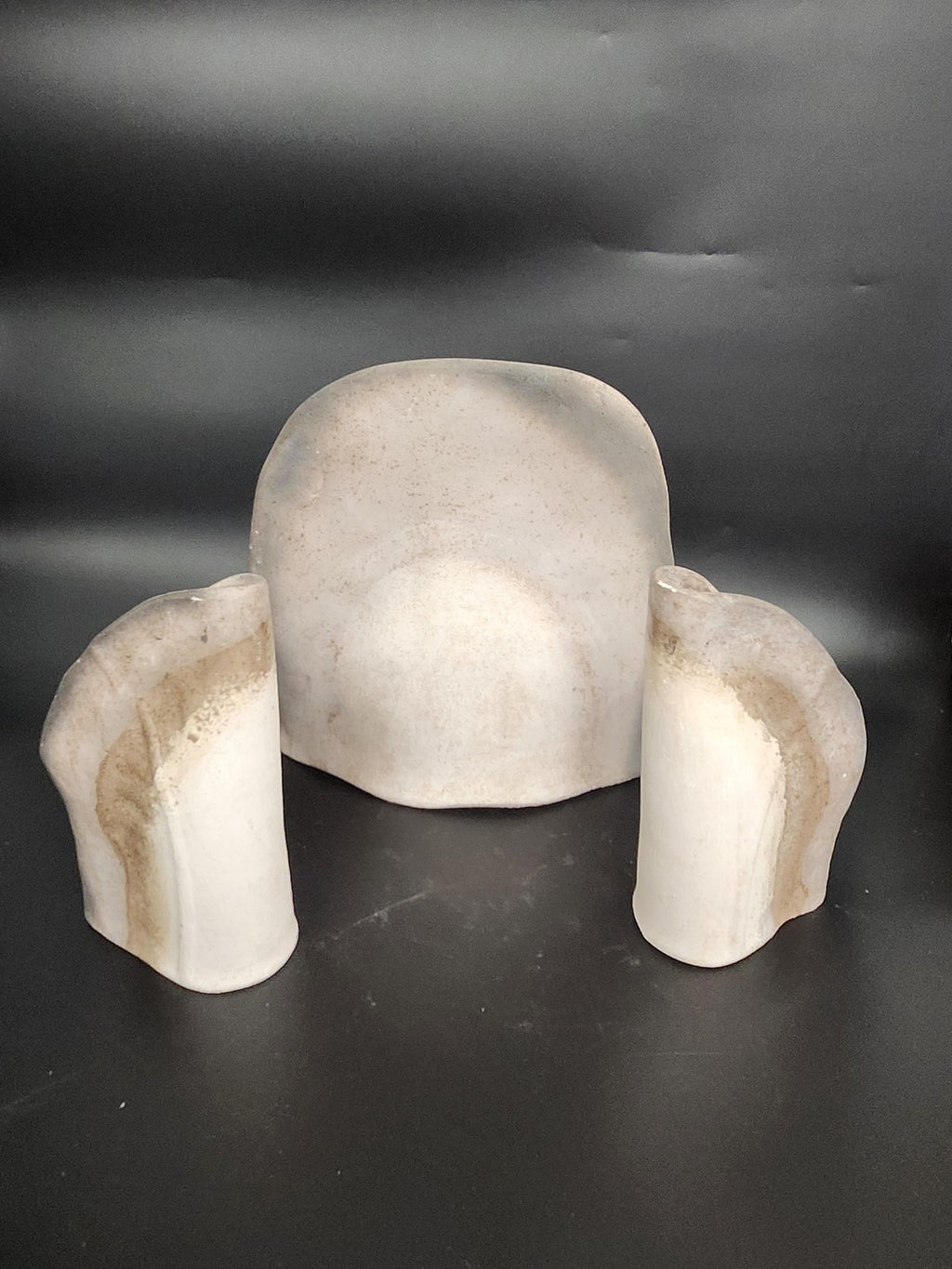 Beige Abstract Ceramic Stoneware Vase Set Of 3 Modern Art Pottery Table Decor
