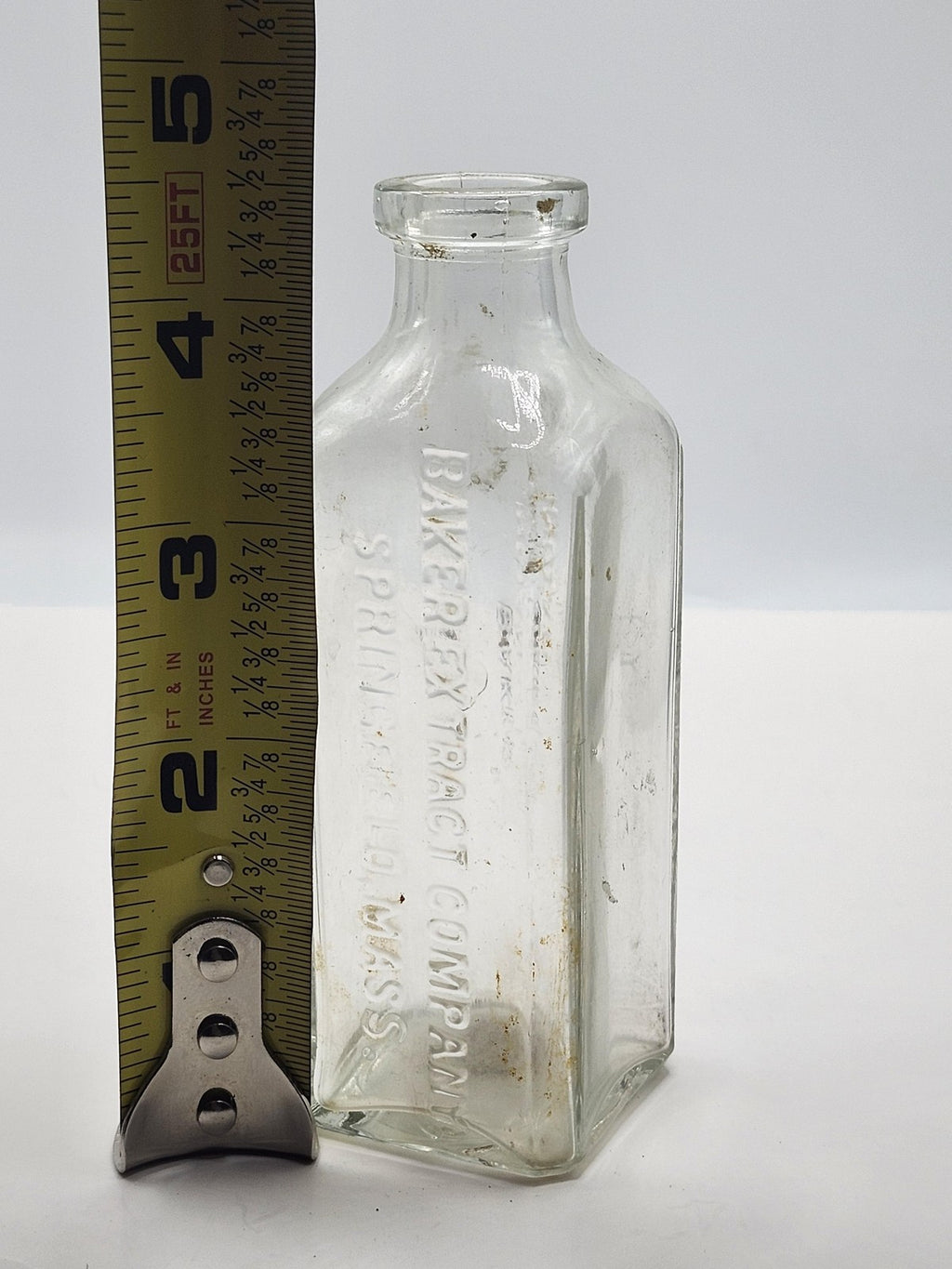 Vintage Baker Extract Company Embossed Clear Glass Bottle Springfield Mass Food