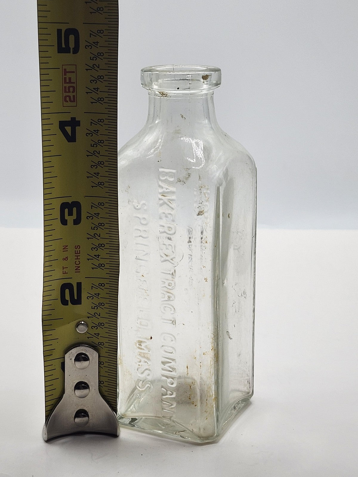 Vintage Baker Extract Company Embossed Clear Glass Bottle Springfield Mass Food